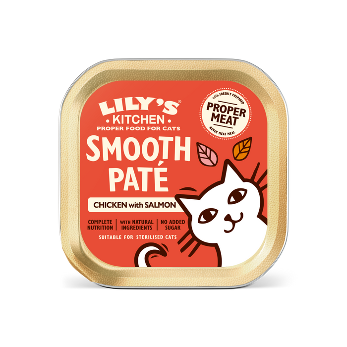 Lily's Kitchen – 無穀物主食肉泥餐盒 - 雞三文魚餐 Chicken and Salmon in Smooth Pate (紅) 85g (原箱19盒優惠@$13.5)