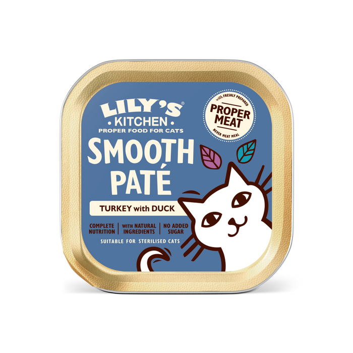 [斷貨中] Lily's Kitchen – 無穀物主食肉泥餐盒 - 火雞鴨肉餐 Turkey and Duck in Smooth Pate (藍) 85g (原箱19盒優惠@$13.5)