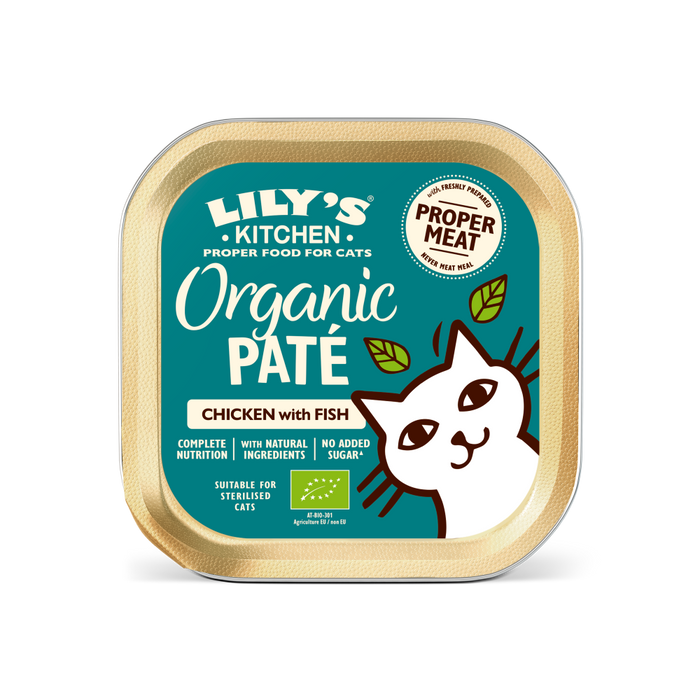 Lily's Kitchen – 有機無穀主食肉泥餐盒 - 雞肉鮮魚餐 Chicken and Fish in Organic Pate (深湖水綠) 85g (原箱19盒優惠@$13.5)