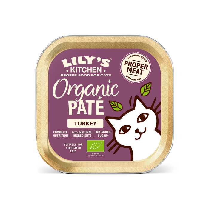 [斷貨中] Lily's Kitchen – 有機無穀主食肉泥餐盒 - 火雞餐 Turkey in Organic Pate (紫) 85g (原箱19盒優惠@$13.5)