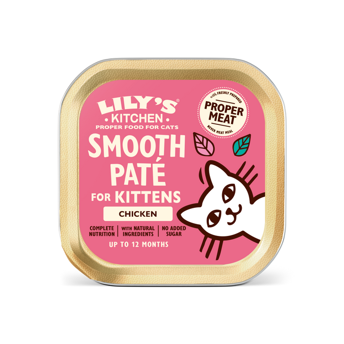 Lily's Kitchen – 無穀物主食肉泥餐盒 - [幼貓]雞肉餐 Chicken in Smooth Pate for KITTEN (粉紅) 85g (原箱19盒優惠@$13.5)