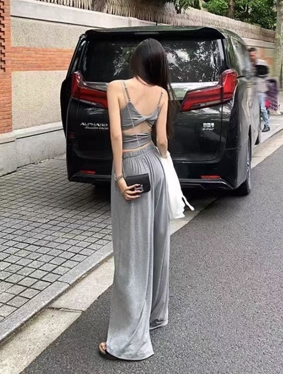 美背扭結罩杯背心+棉質寬褲