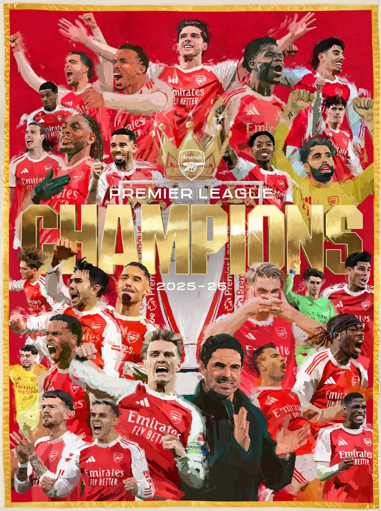 2026 Arsenal Authentic Home Shirt with Nameset & Patch (單號碼)
