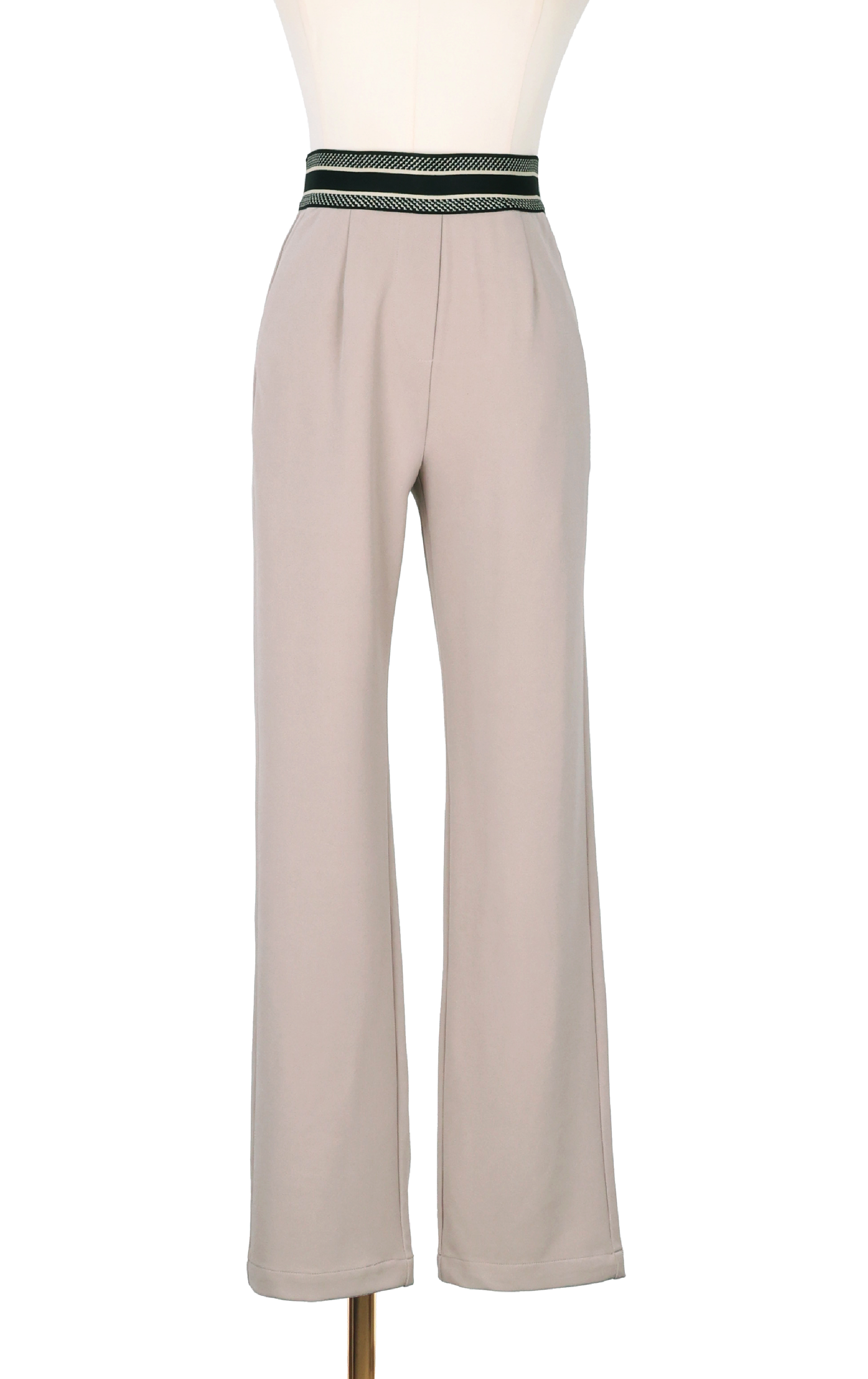 High-Rise Contrast Tape Detail Casual Trousers PT0507