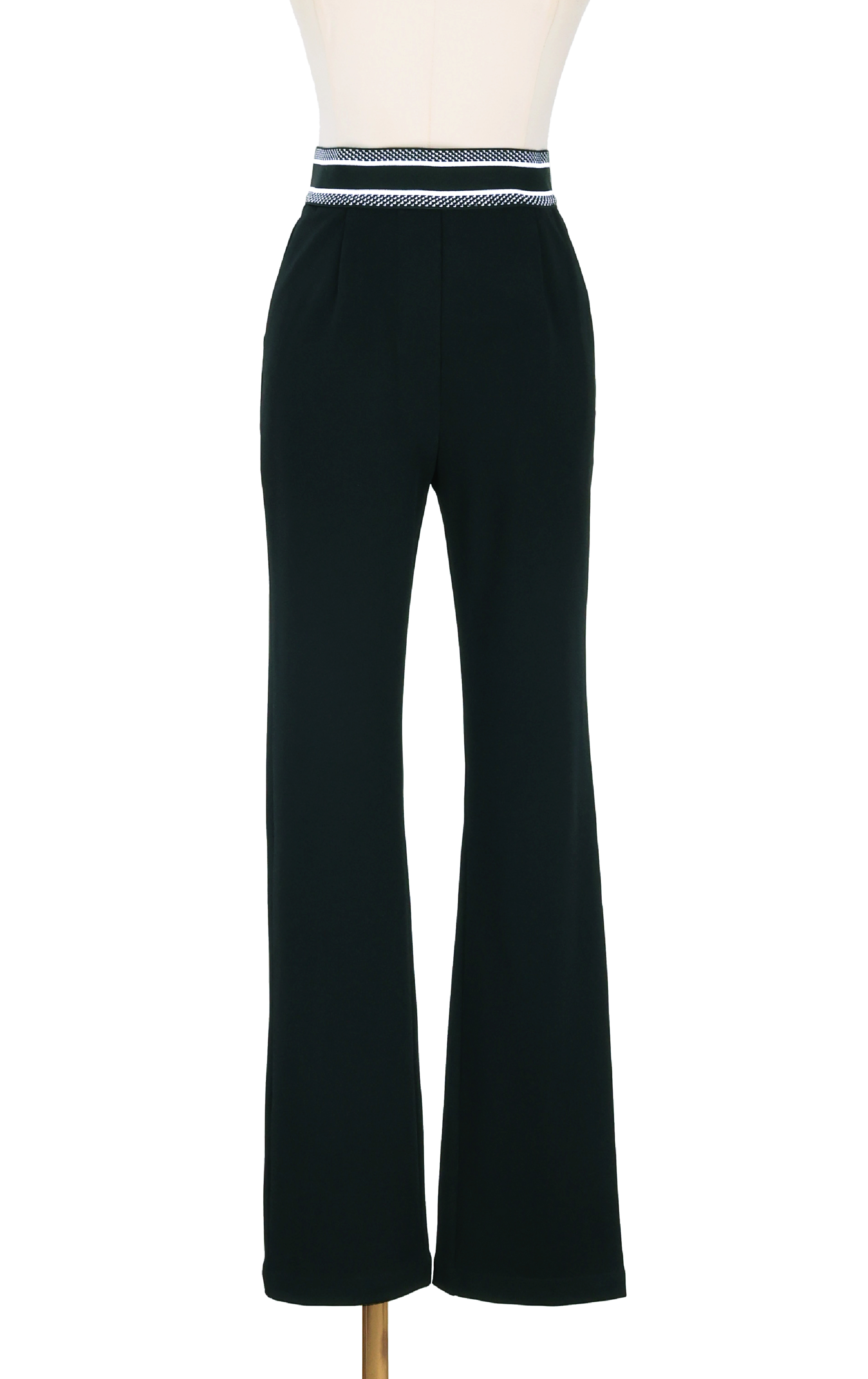 High-Rise Contrast Tape Detail Casual Trousers PT0507