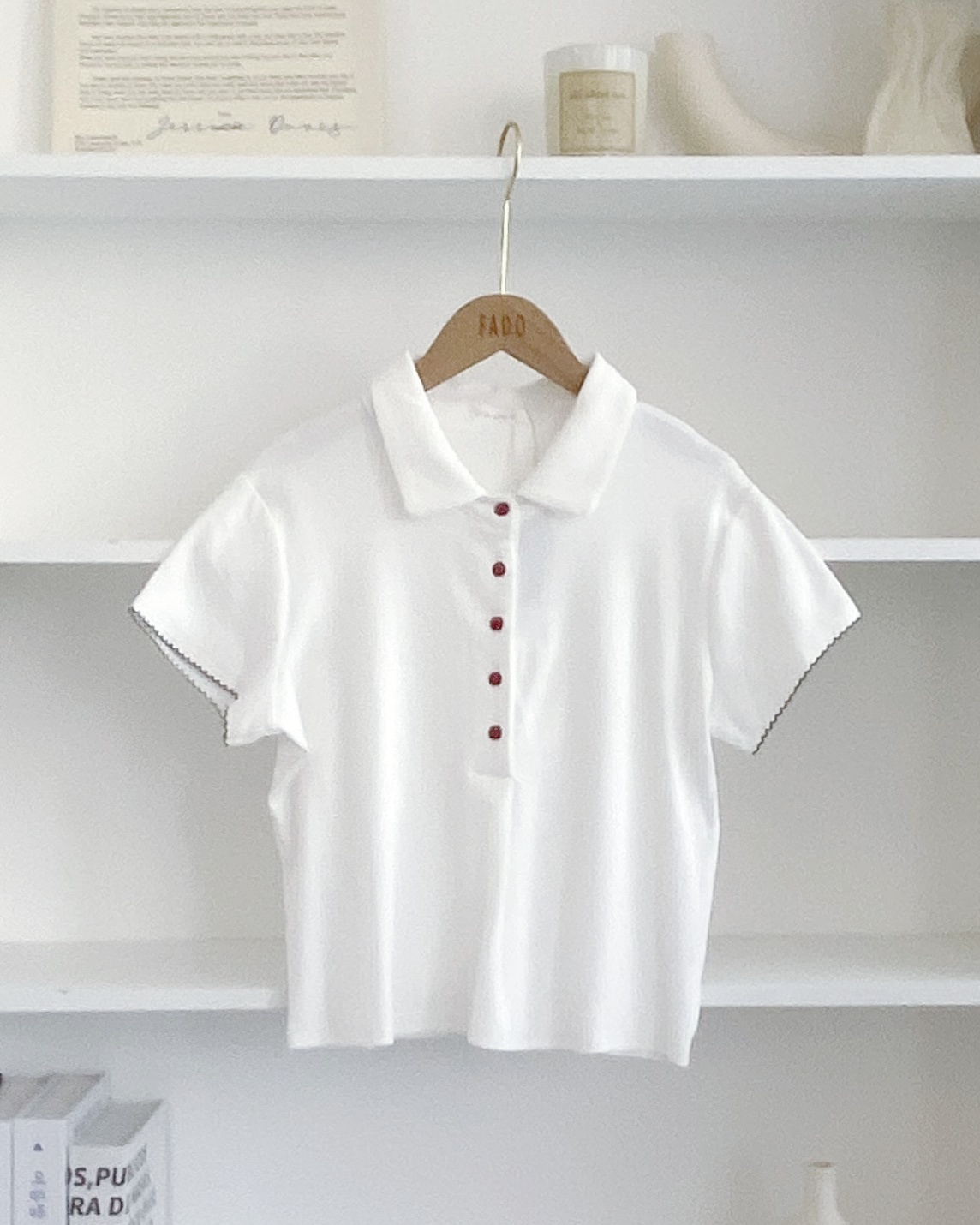 法朵Fado shop｜撞色排釦滾邊Polo領短袖上衣 0215144 五色