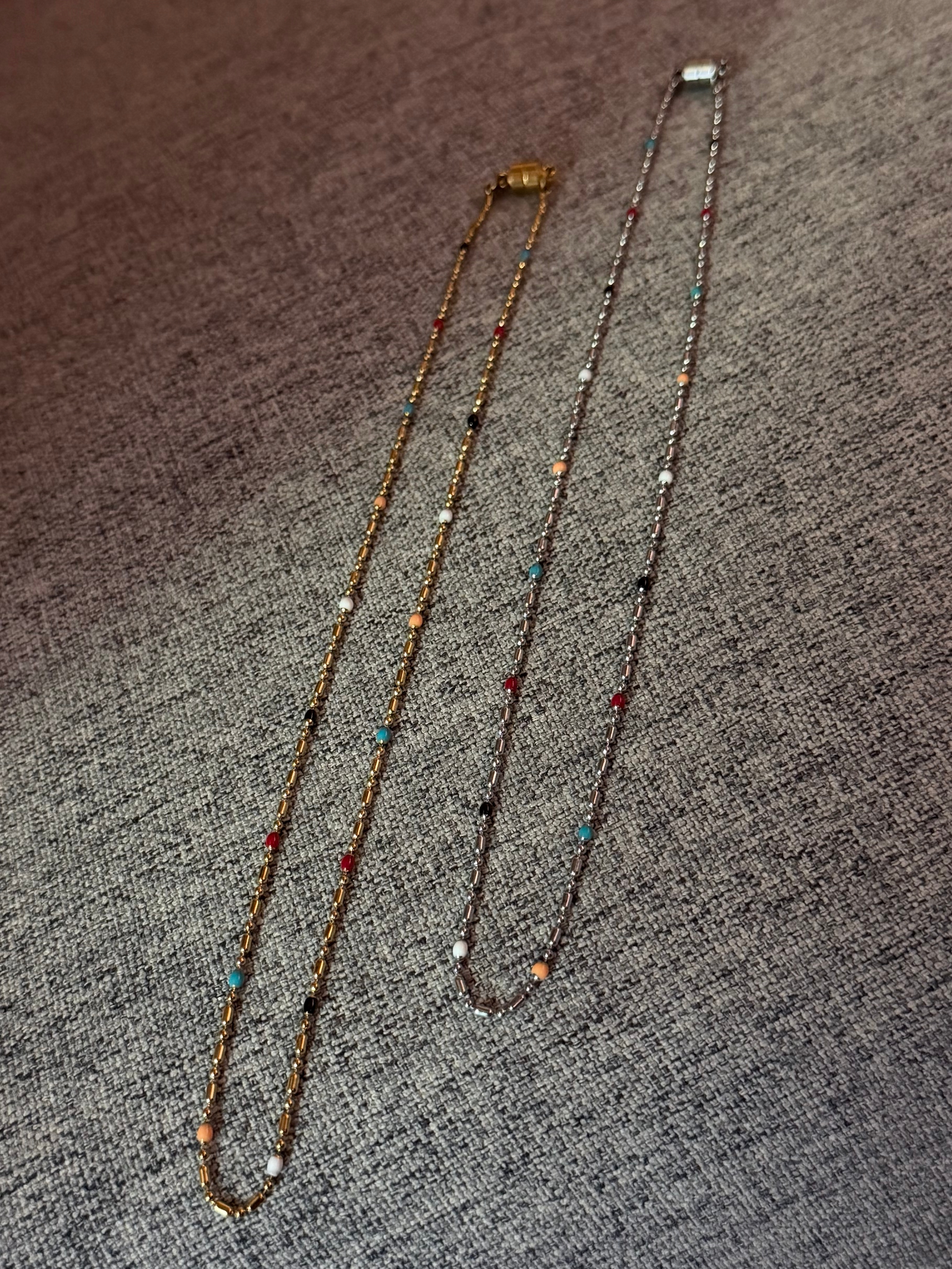 SS magnet random beads necklace