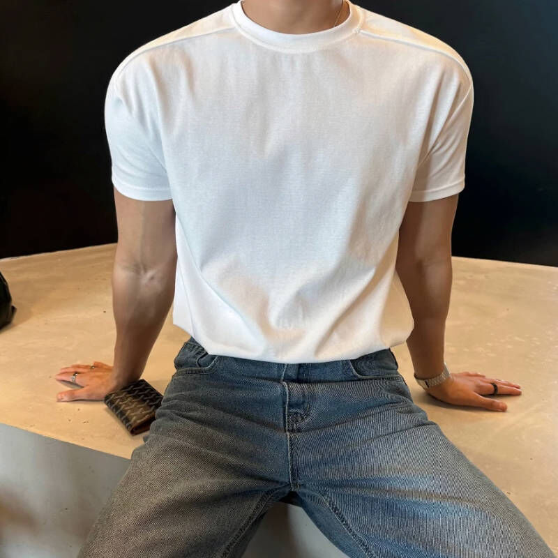 美式肌肉感正肩短袖T-Shirt