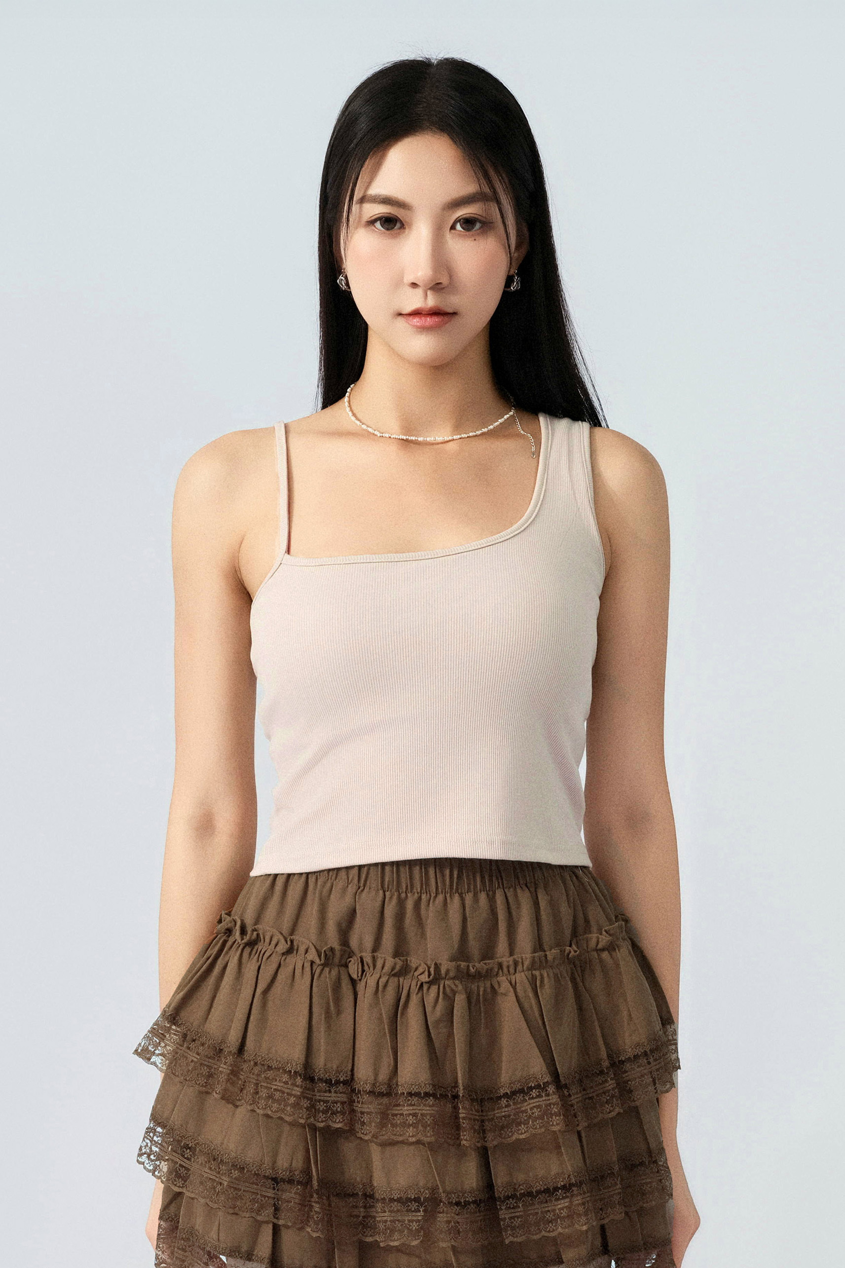 粗幼肩帶羅紋bra top（預購產品）