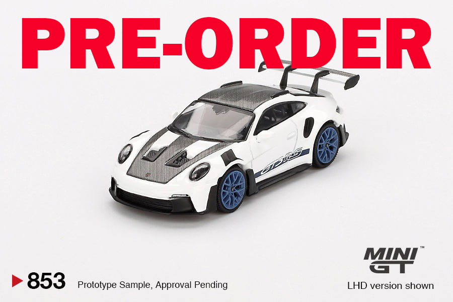 [預訂] Mini GT #853 保時捷Porsche 911 (992) GT3 RS Weissach Package 白藍色 右軚