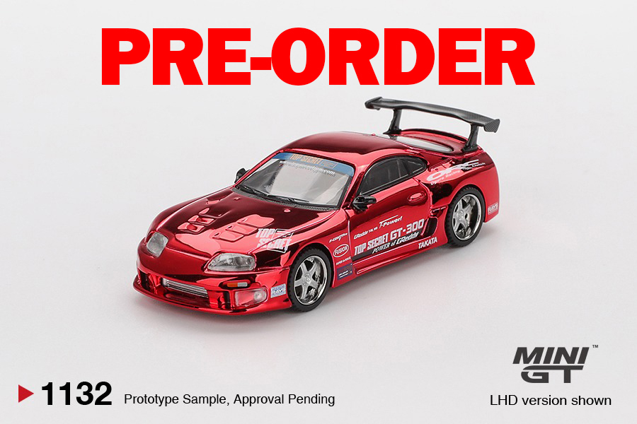 [預訂] Mini GT #1032 豐田Toyota Supra (A80) Top Secret GT-300 紅色鍍鉻 右軚