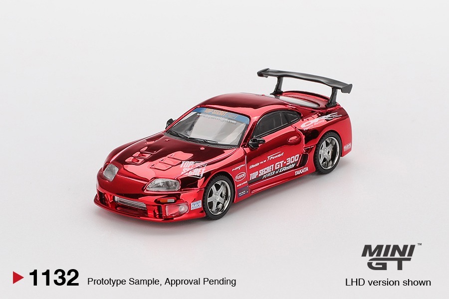 [預訂] Mini GT #1032 豐田Toyota Supra (A80) Top Secret GT-300 紅色鍍鉻 右軚