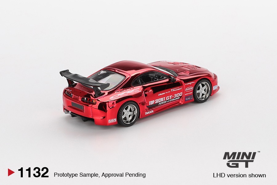 Mini GT #1032 豐田Toyota Supra (A80) Top Secret GT-300 紅色鍍鉻 右軚