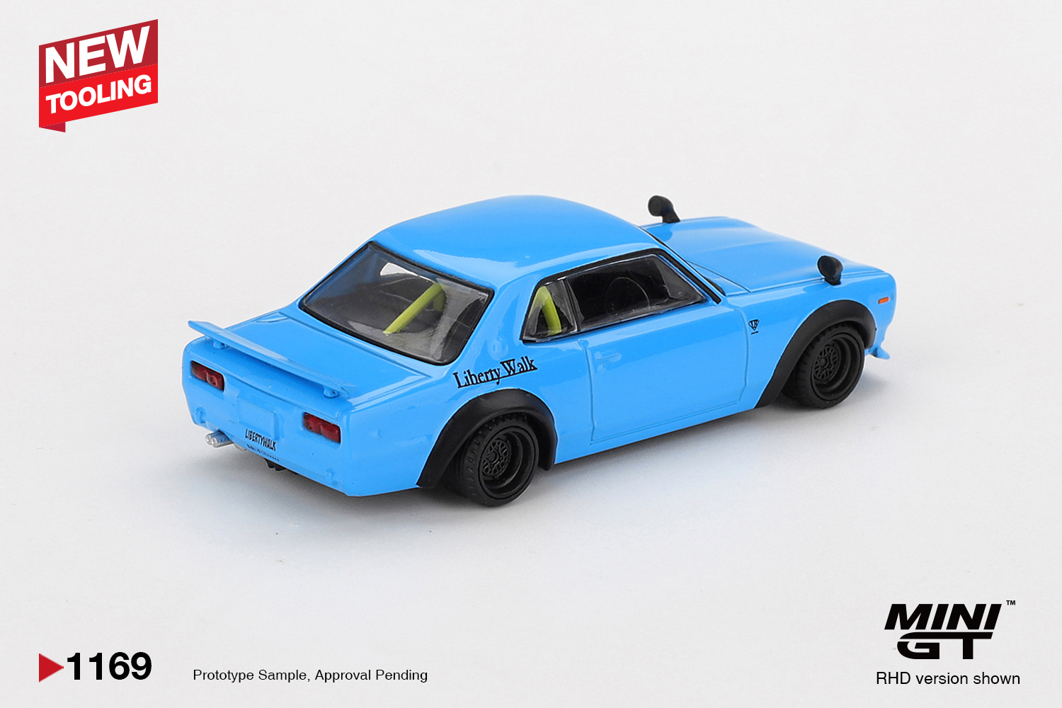 MINI GT #1169 日產 Nissan LB Works HAKOSUKA 淡藍色合金模型車