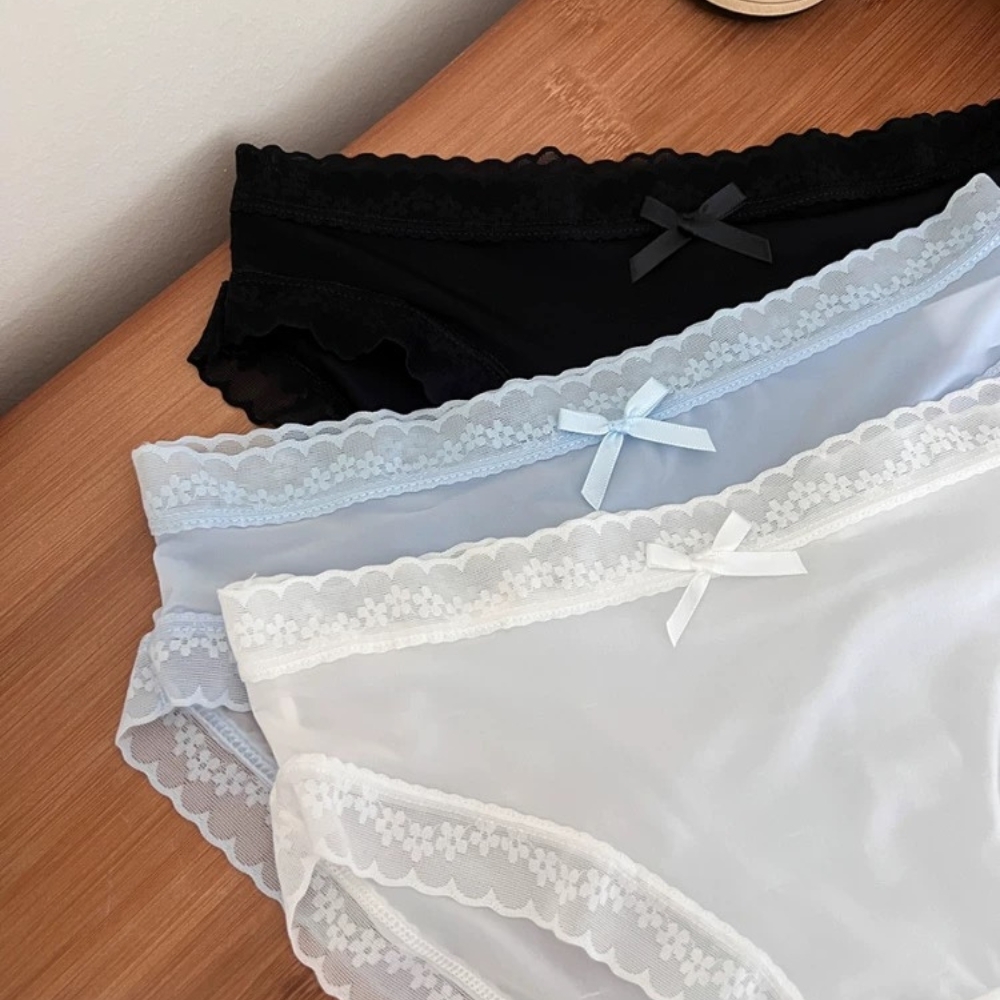 【蕾絲花邊】DOMISS親膚舒適蝴蝶結內褲 少女感低腰內褲(現貨)