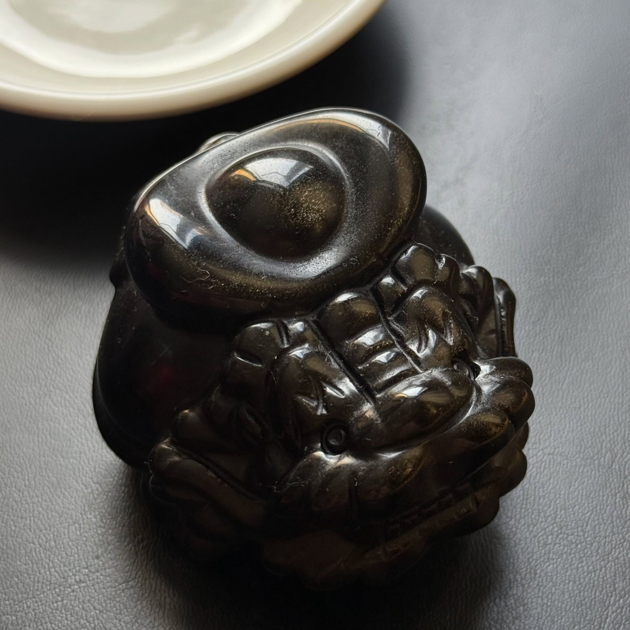 [原石] 金曜石 龍龜 金元寶 水晶擺飾