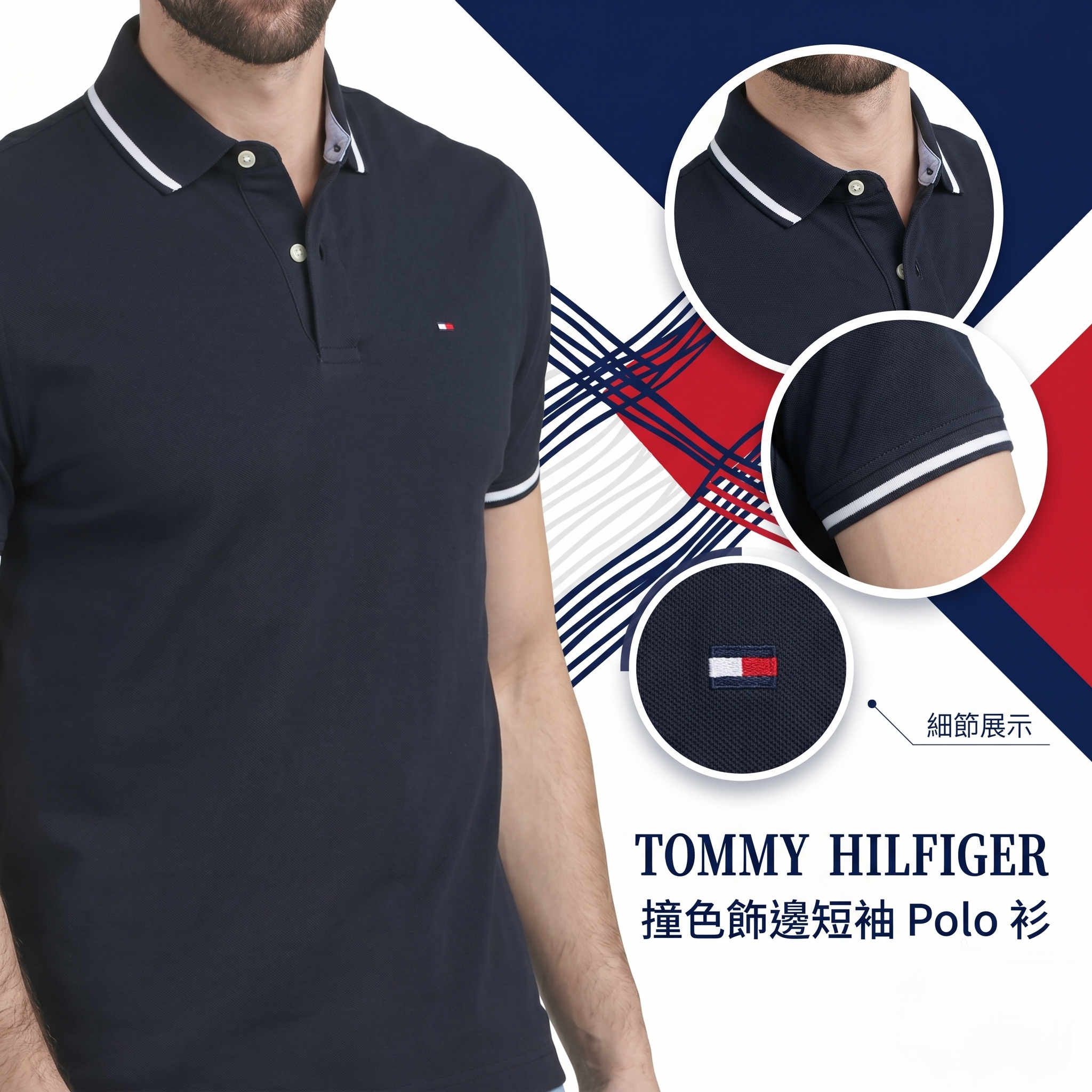 【預購】TOMMY HILFIGER H052001 撞色飾邊短袖 Polo 衫