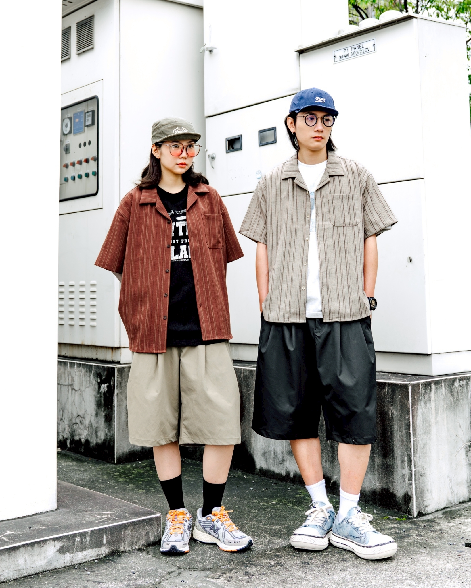 #預購 SBG 編織直條古拉領短袖襯衫 V0024 兩色
