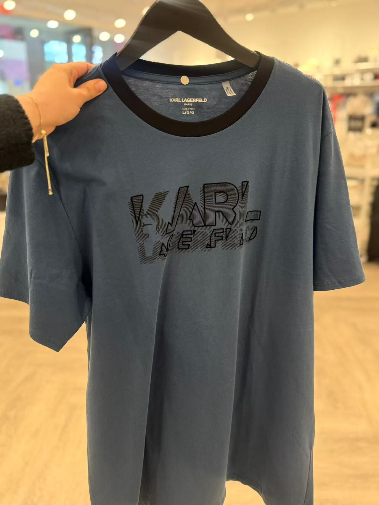 【預購】Karl Lagerfeld H052039 男裝藍色logo上衣