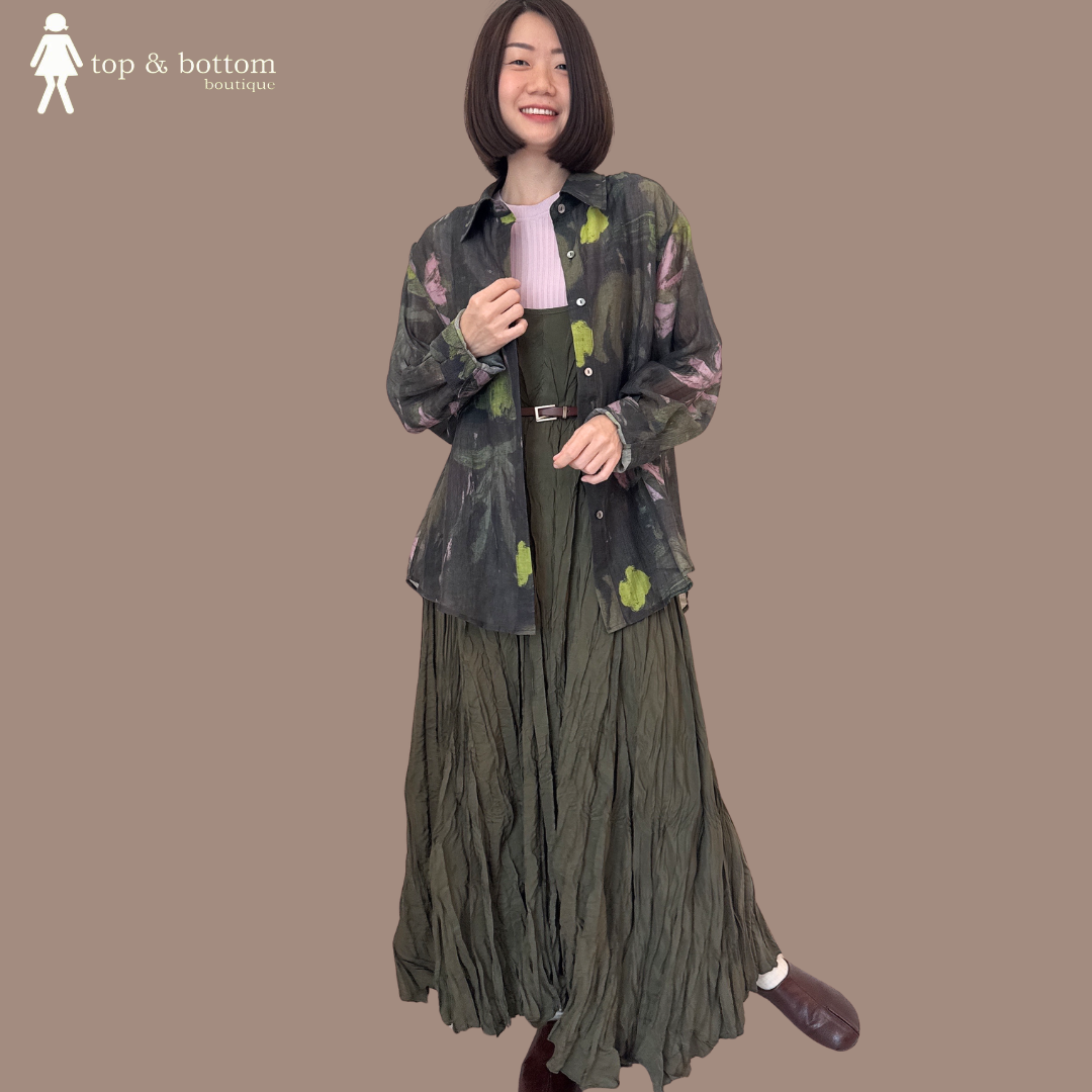 LONG SLEEVE SHEER FLORAL PRINTED SHIRT