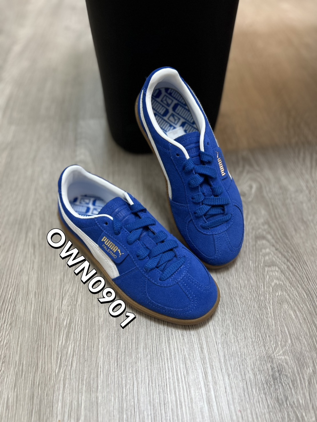 【OWN】PUMA PALERMO 休閒鞋 德訓 復古 麂皮 焦糖底 不分男女 藍色