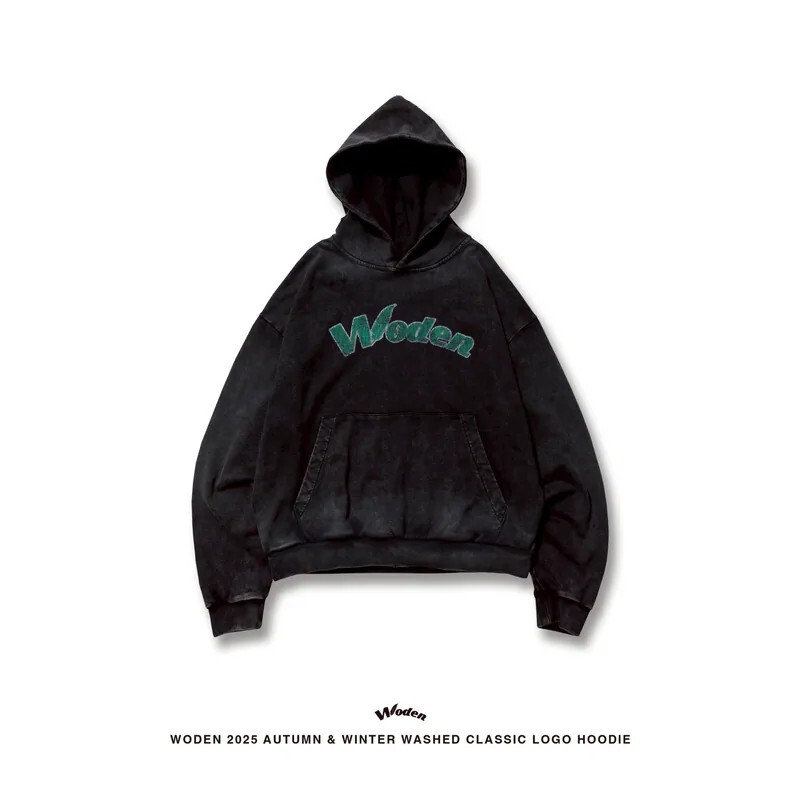 Woden 25AW 014 Washed Classic logo hoodie