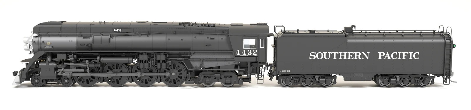 BLI 9834 HO規 南太平洋鐵路 GS-4 4-8-4 #4432 蒸汽火車模型（無側裙/黑色塗裝/排障器無飾條/Paragon4系統）數位音效冒煙車