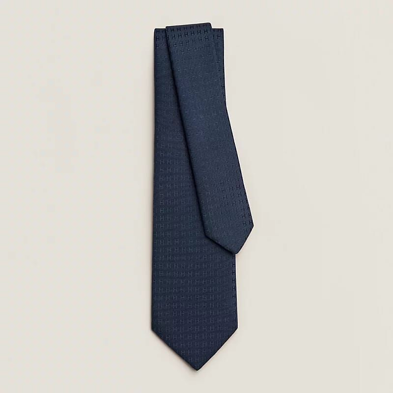 HERMES FACONNEE H TIE MARINE/BLEU NO.64