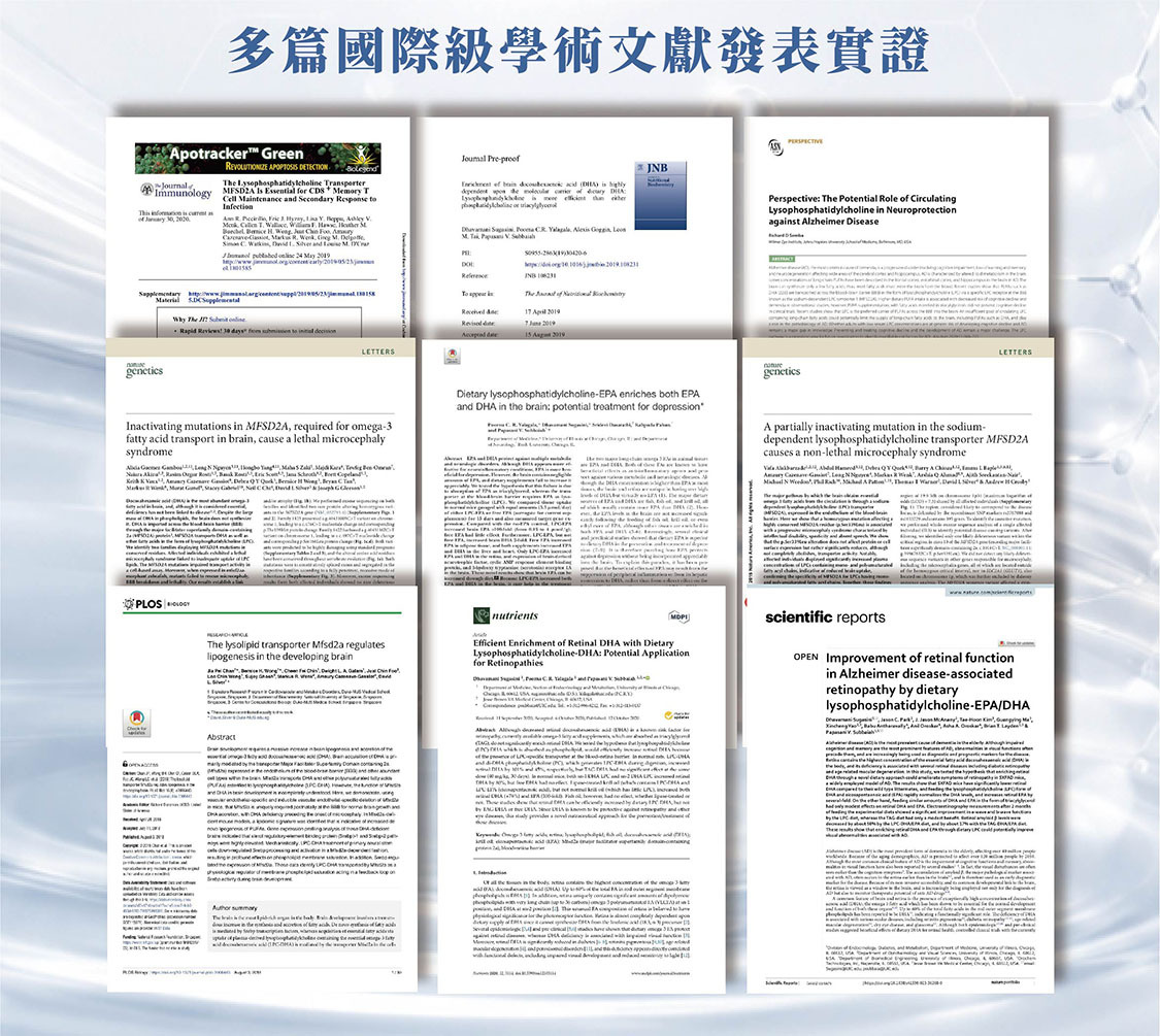 LPC-DHA多篇國際醫學論文與期刊證明