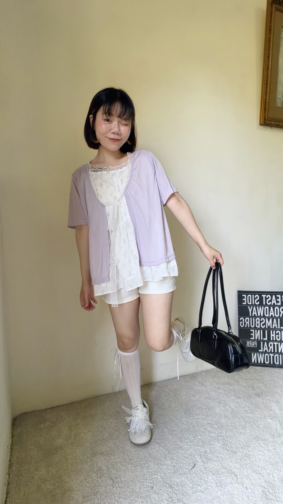 小碎花背心＋蕾絲綁帶外罩(此款可以穿到2XL)