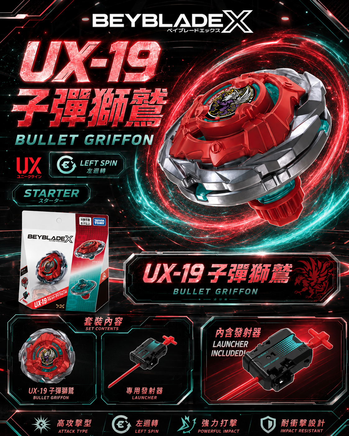 【日本限時連線代購】BEYBLADE X 戰鬥陀螺X UX-19 子彈獅鷲