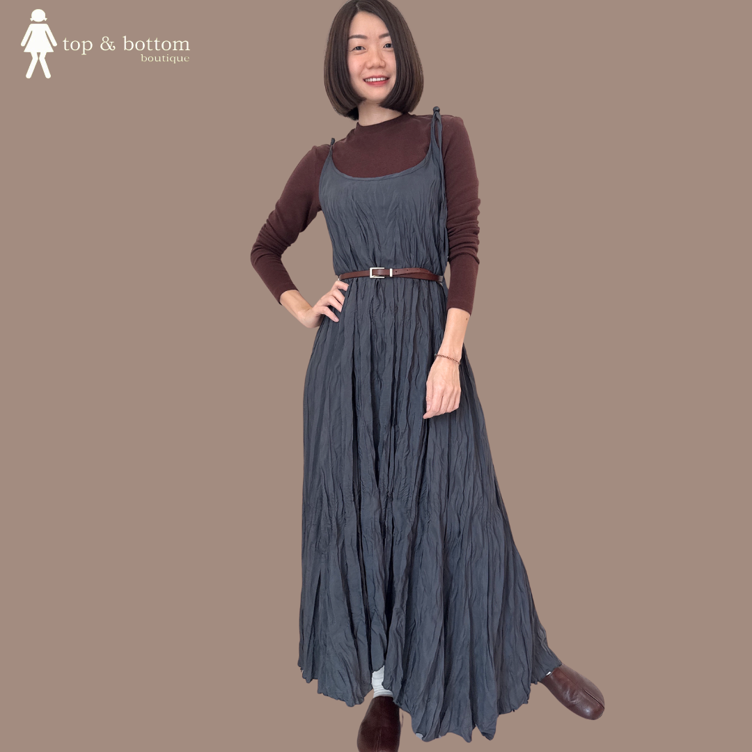 STRAP WRINKLED DRESS
