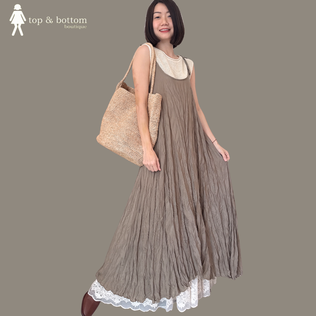 STRAP WRINKLED DRESS