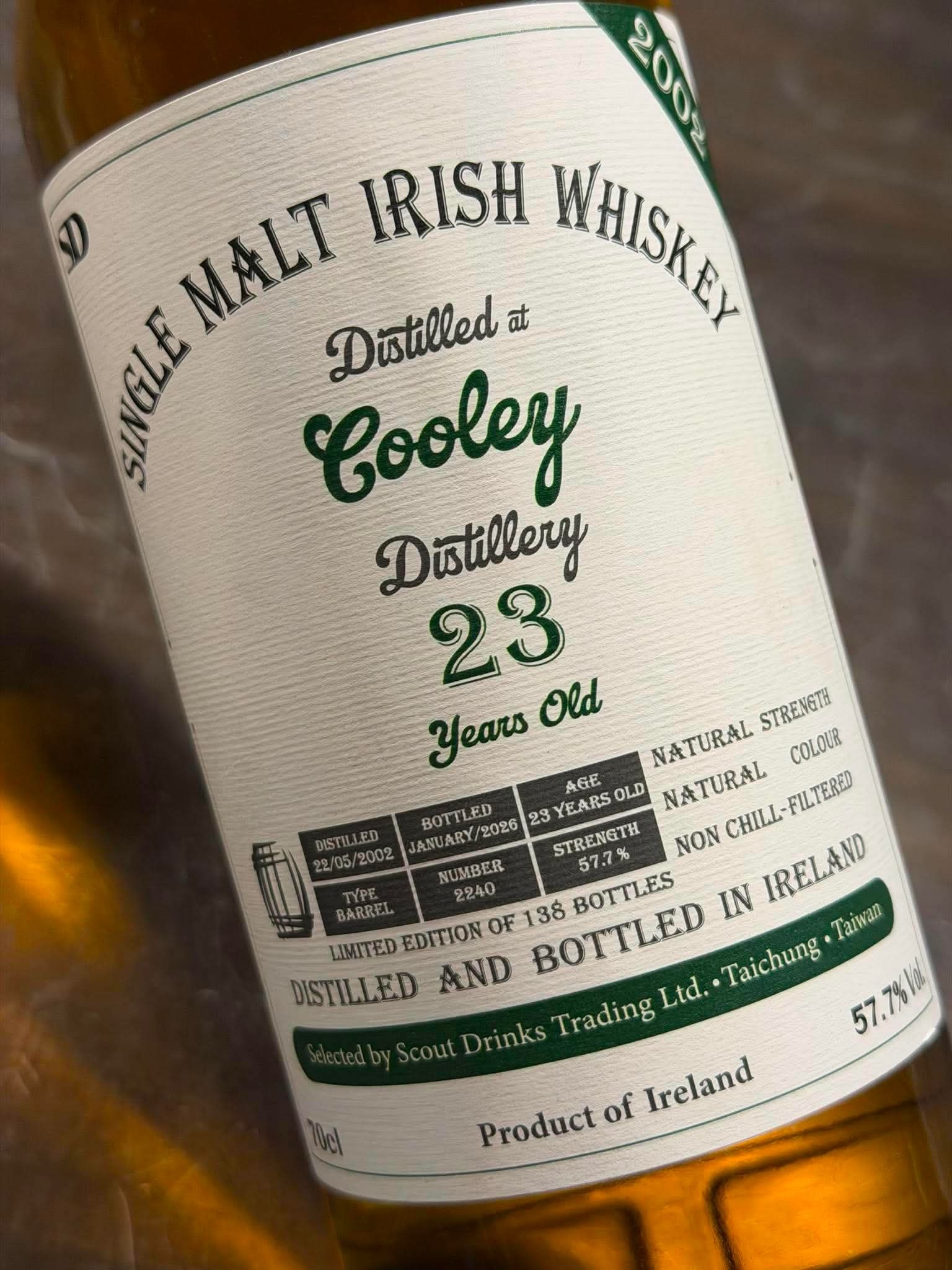 Cooley 2002/2026 23YO Barrel #2240 57.7% Scout Drinks (預計下星期三到貨！）