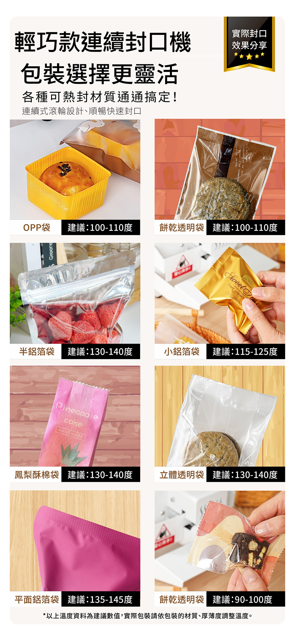 輕巧款連續封口機 SK-1313 封口設定參數參考