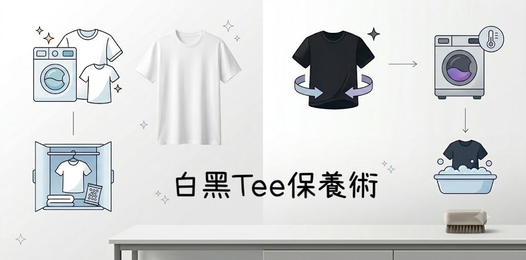 白黑Tee保養方法 去漬防柒色