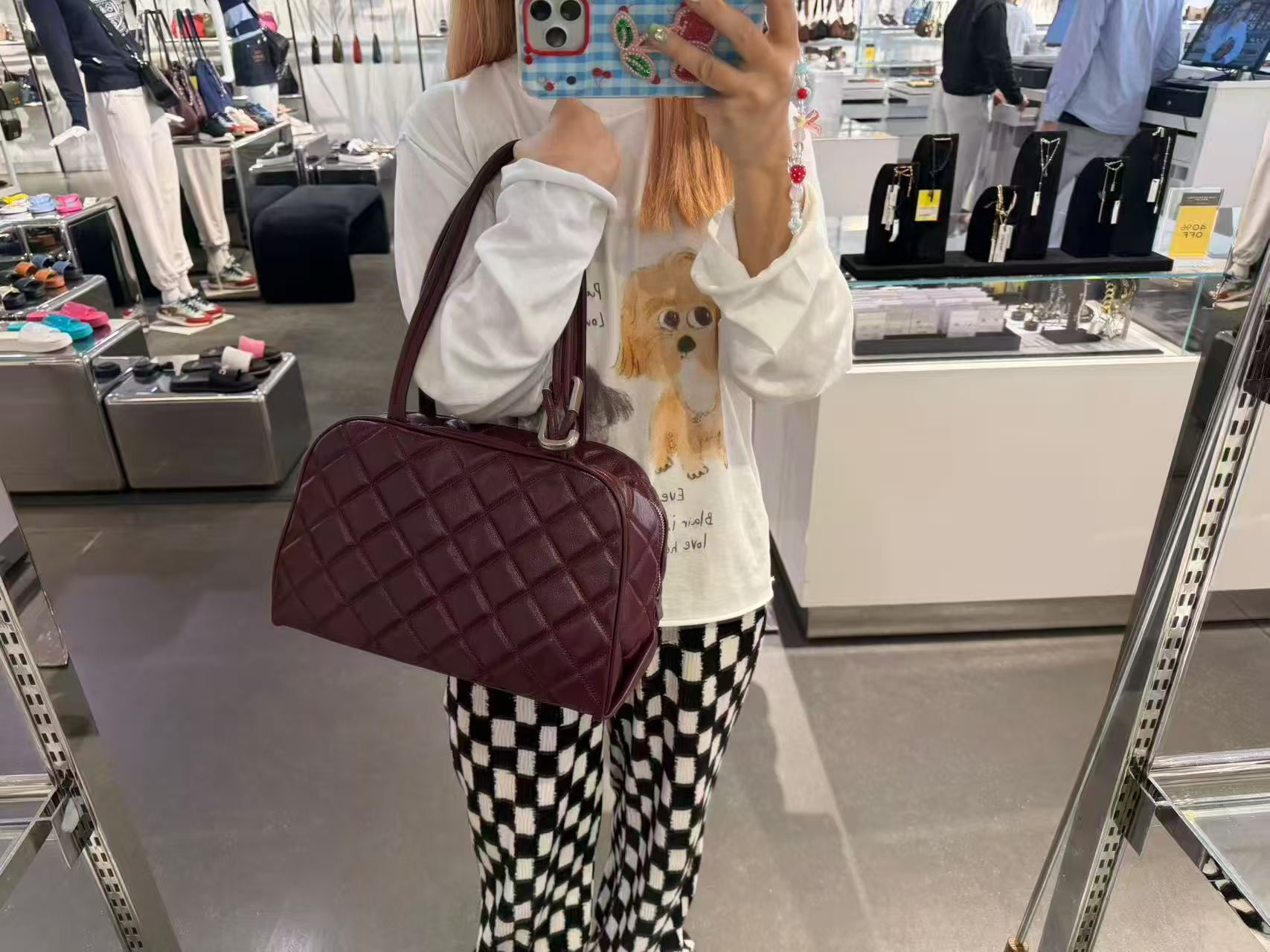 【預購】Marc Jacobs H052045 經典菱格紋手提包 (復古酒紅色)