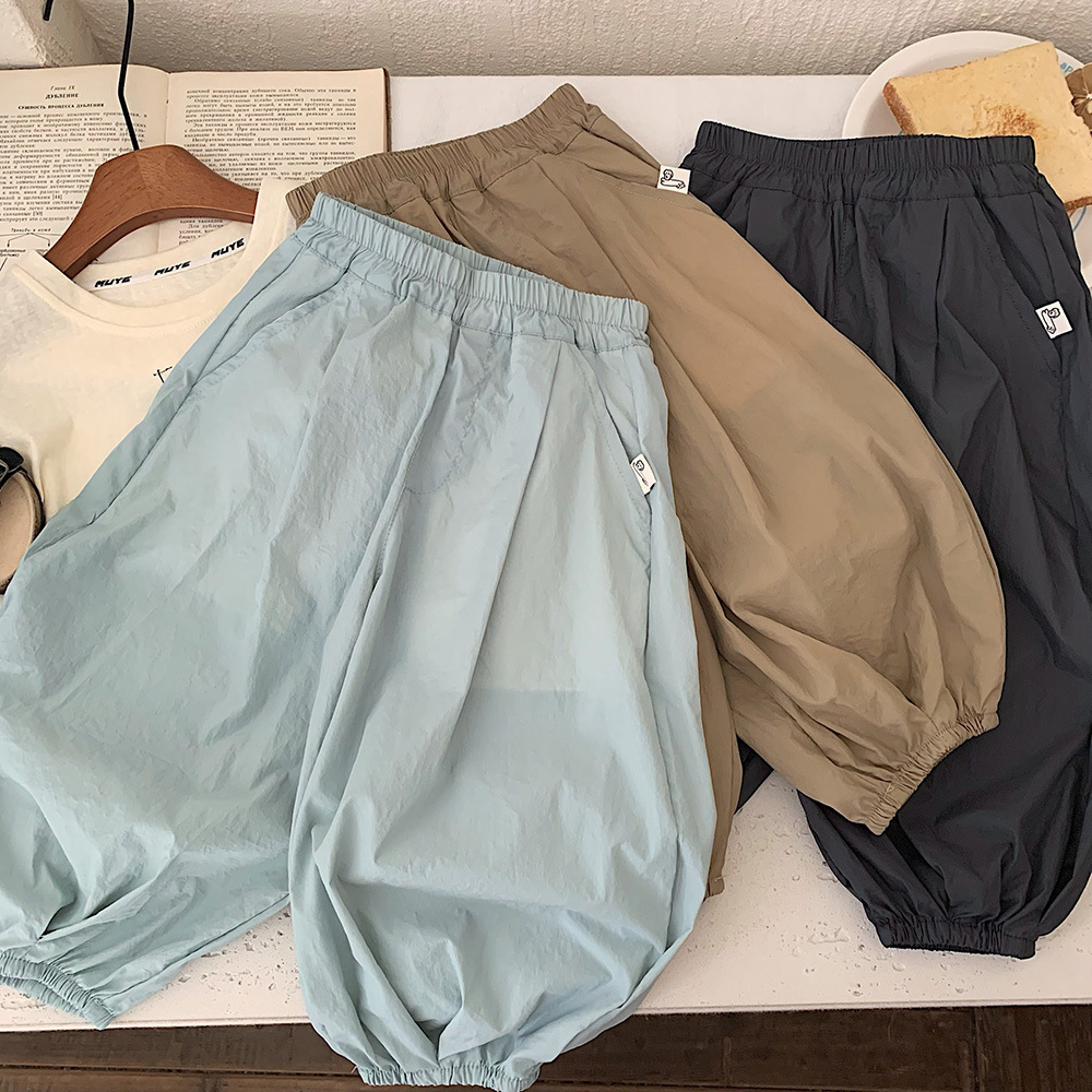 【H0837】夏季純色系防蚊九分褲(90-150)