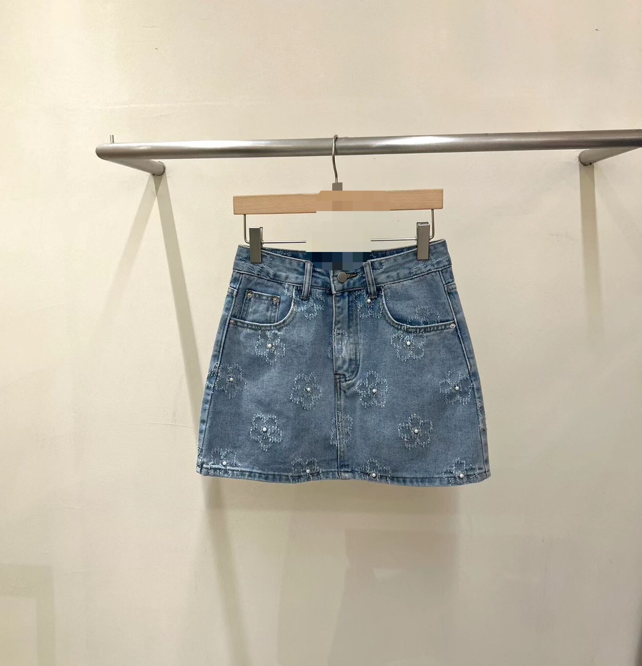 花朵牛仔短裙(內安全褲)