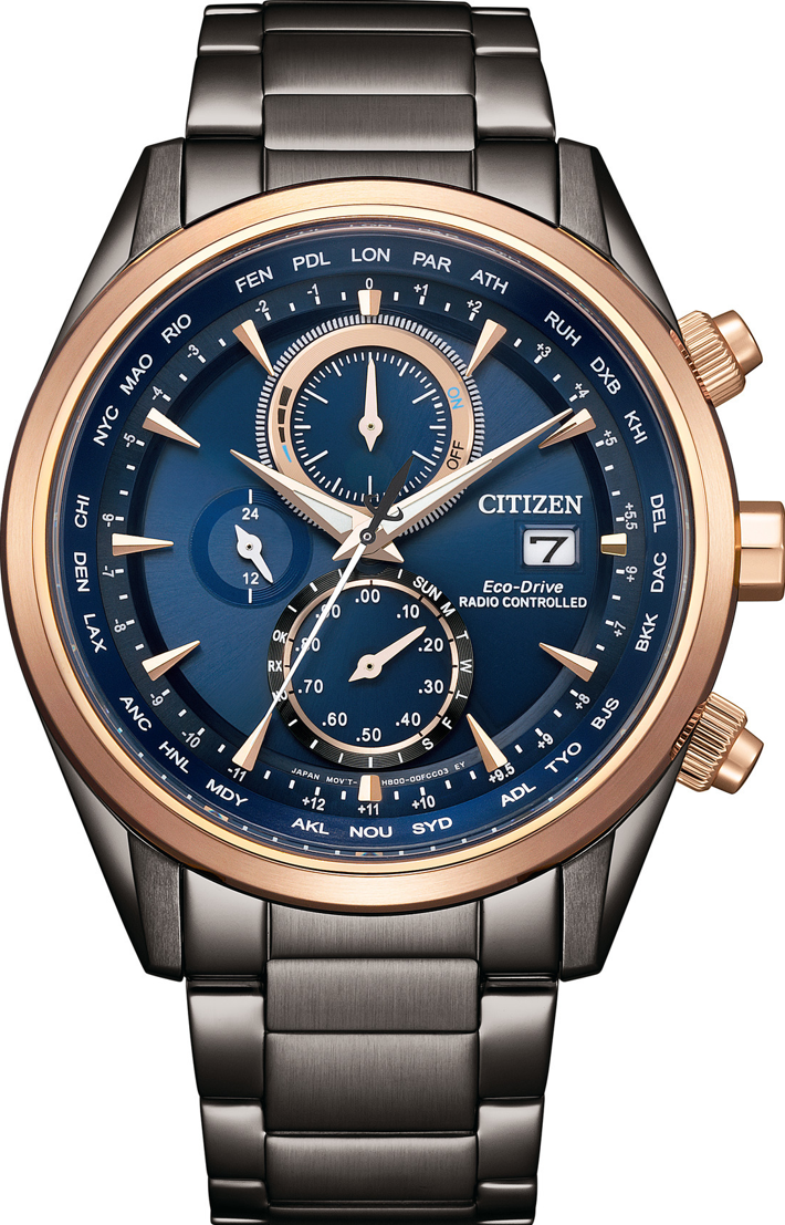 萬年鐘錶 - Citizen 星辰錶   菁英蘭面全黑光動能電波男錶  AT8269-81L  錶徑43MM
