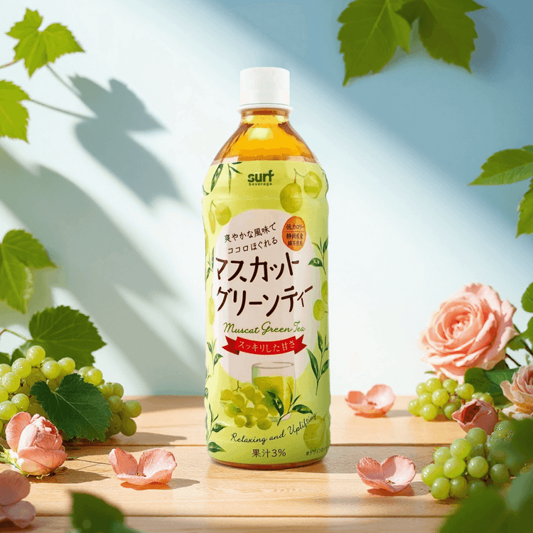 【原箱24支裝】麝香提子綠茶 500ml 日本直送 此日期前最佳：2027年4月7日