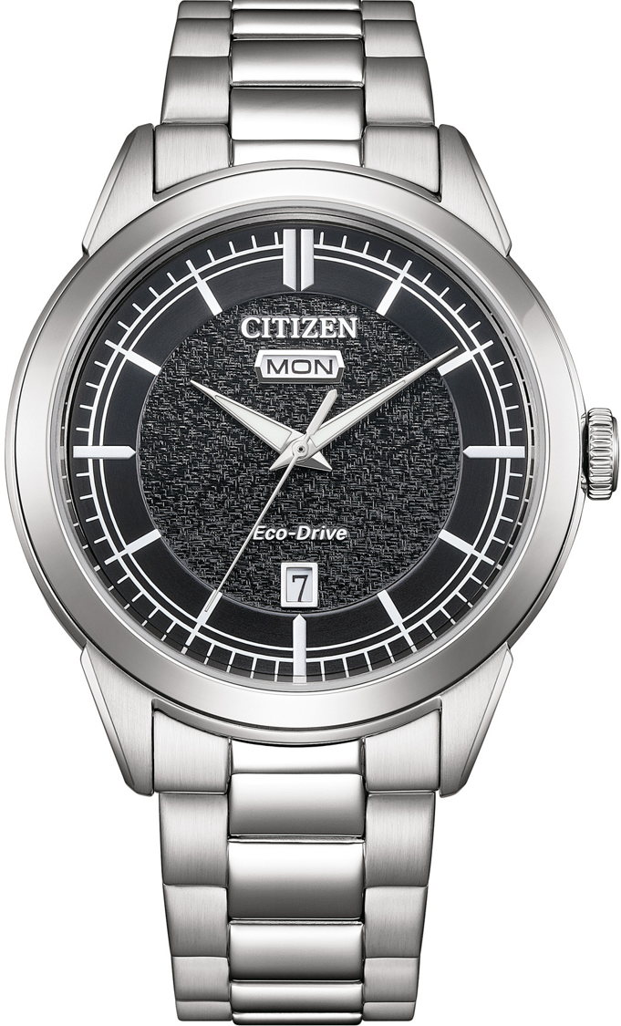 萬年鐘錶 - Citizen 星辰錶  Day-Date 黑面簡約光動能男錶  AW0151-85E  錶徑40.5MM