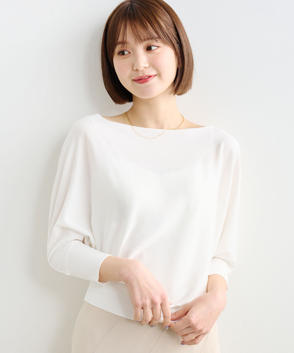 [現貨優惠] COCO DEAL 不對稱垂墜針織上衣 灰白