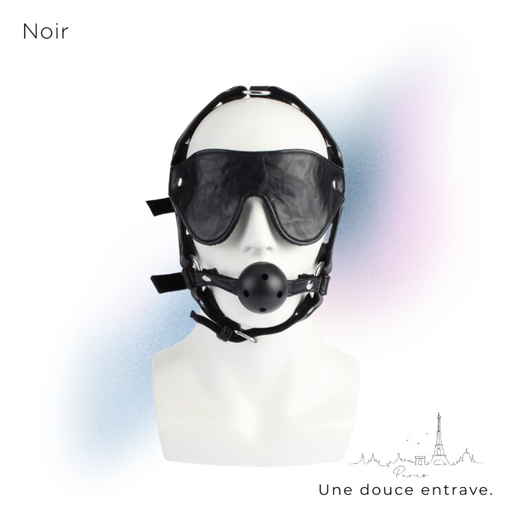 Noir 巴黎午夜 束縛頭罩 口球、眼罩組 sm頭部束縛