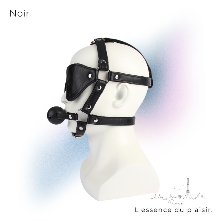 Noir 巴黎午夜 束縛頭罩 口球、眼罩組 sm頭部束縛