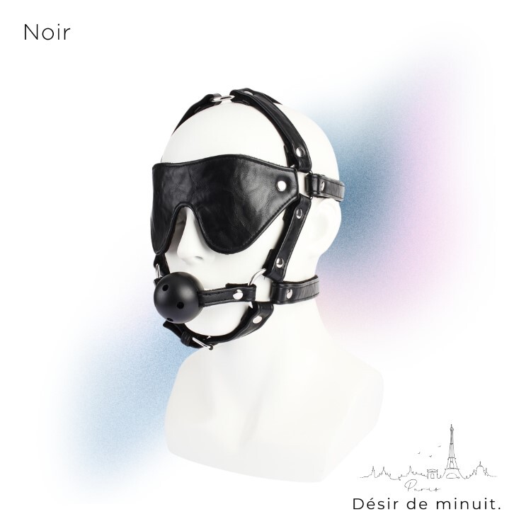 Noir 巴黎午夜 束縛頭罩 口球、眼罩組 sm頭部束縛