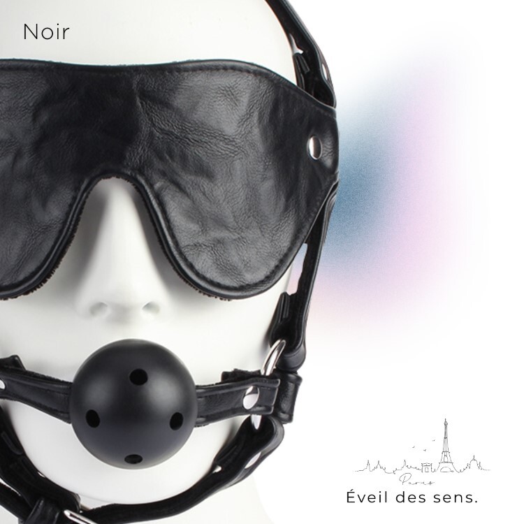 Noir 巴黎午夜 束縛頭罩 口球、眼罩組 sm頭部束縛