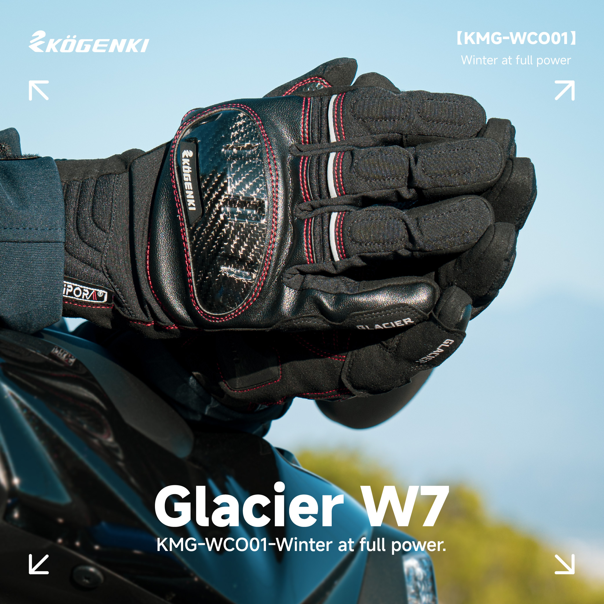 【KOGENKI】Glacier W7 冬季保暖碳纖維防水防摔手套 KMG-WCO01