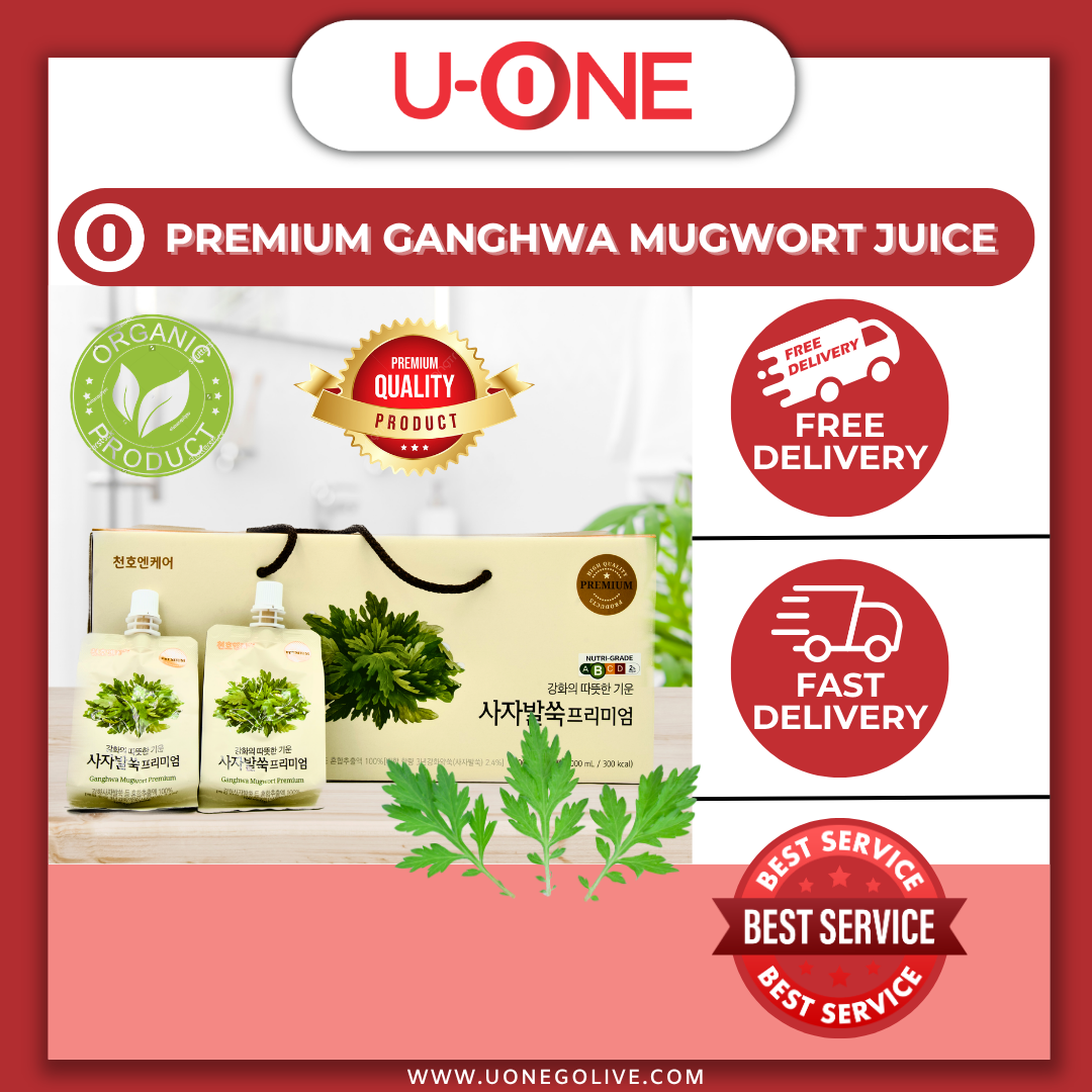 U-ONE | Korea | Premium Ganghwa Mugwort Juice | 100ml x 30Pack | 100% Organic Product