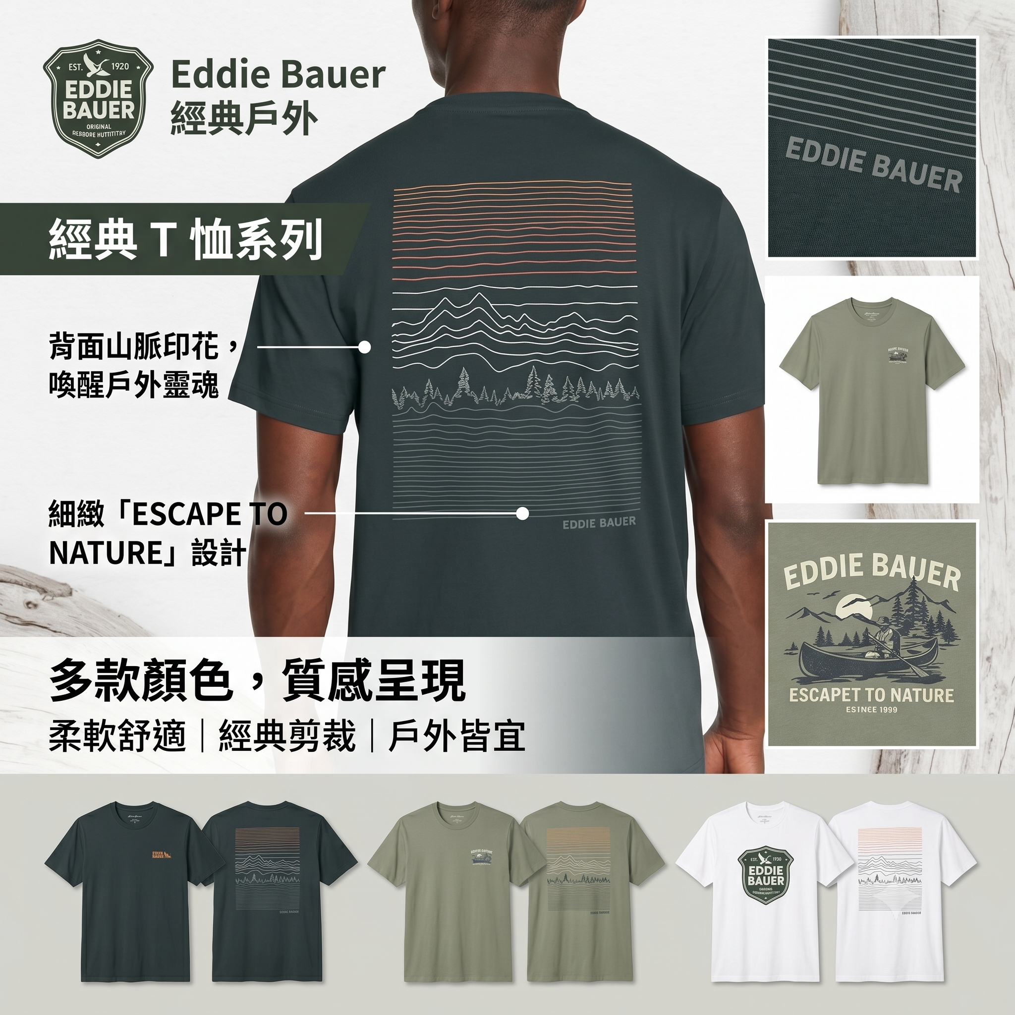 【預購】Eddie Bauer H052010 男士印花短袖 T 恤